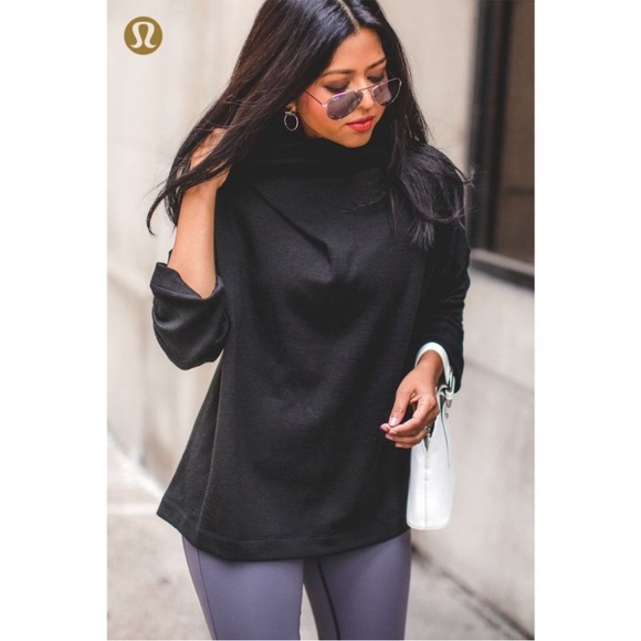 BOGO! Lululemon Principal Dancer Funnel Neck Wool Sweater Black Size 10 - Picture 1 of 13